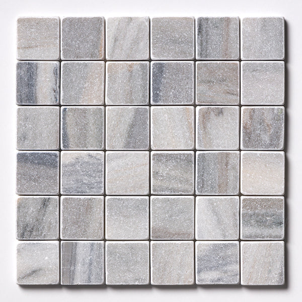 Silver Sky Tumbled 2x2 Marble Mosaics 12x12