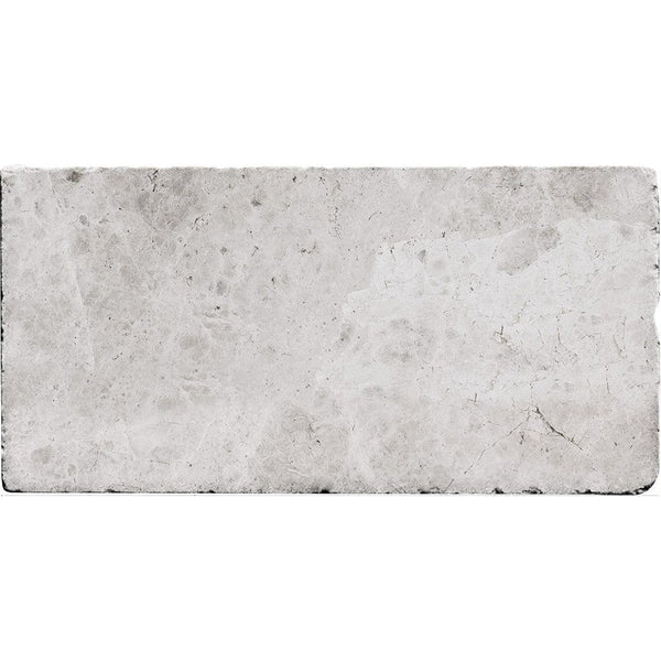 Silver Sky Tumbled Subway Marble Tiles 3x6