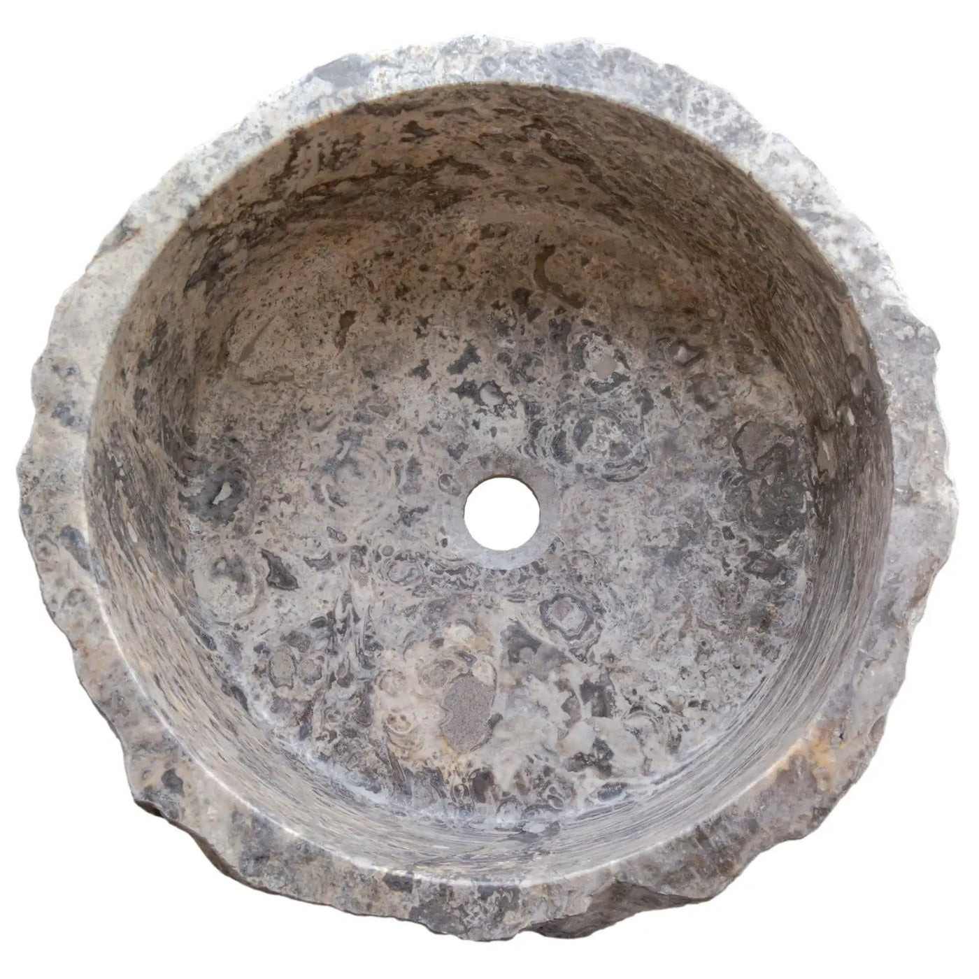 Silver Travertine Rustic Stone Hand Chiseled Honed Interior Vessel Sink 16 x 6 by GobekDesign