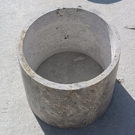 Silver Travertine Vein-cut Round Honed 2" Tabletop Coffee Table (D)36" (H)16" by GobekDesign