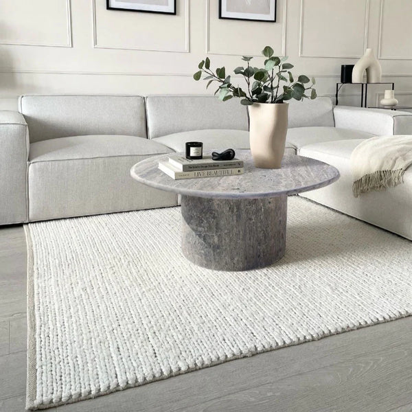 Travertine Round Coffee Table 36x16 inch - Silver Vein Cut Honed