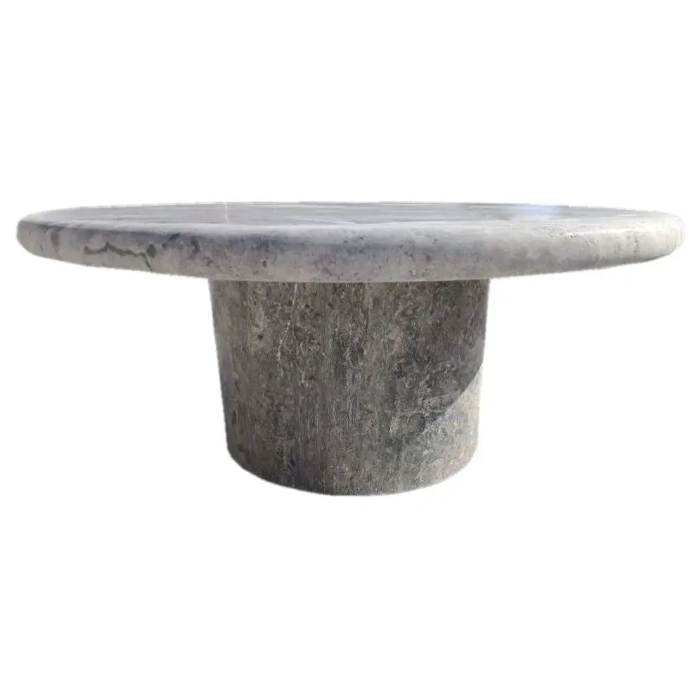 Travertine Round Coffee Table 36x16 inch - Silver Vein Cut Honed by GobekDesign