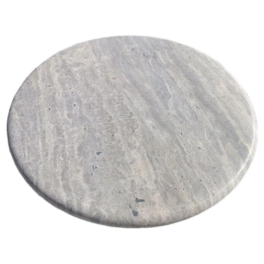 Travertine Round Coffee Table 36x16 inch - Silver Vein Cut Honed by GobekDesign