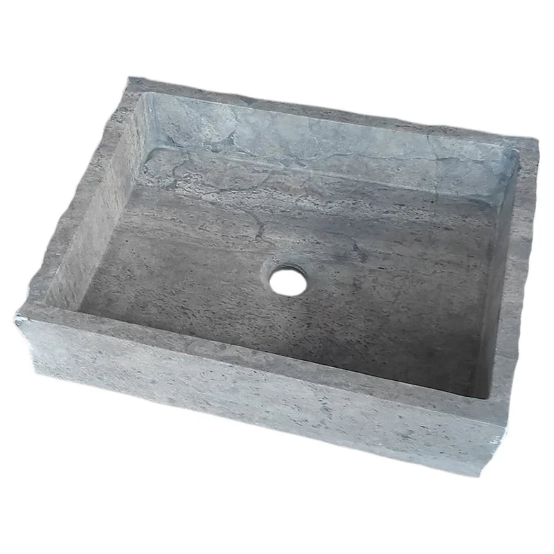 Silver Travertine Wall-mount Bathroom Sink Split-face Outside (W)16" (W)20" (H)5" by GobekDesign