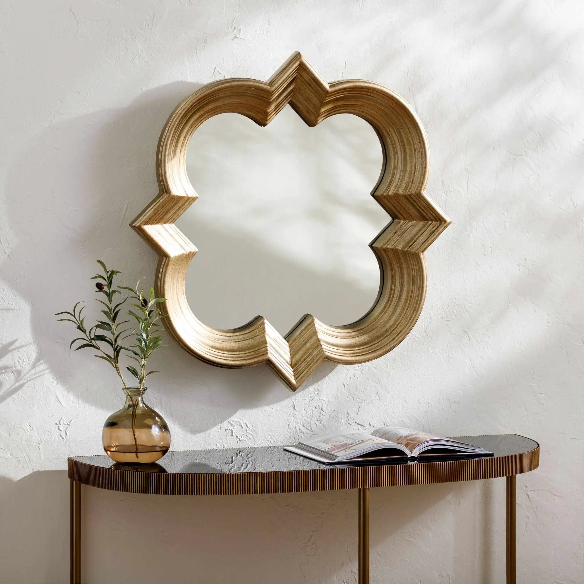 Killester Gold Frame Rectangular Mirror by Boutique Rugs