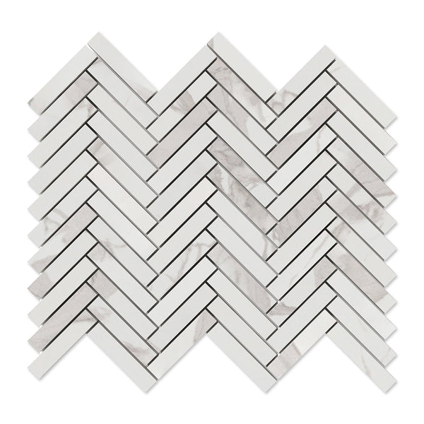 Simplicity Polished Herringbone 5/8x3 Porcelain Mosaics 10 7/16x12 13/16