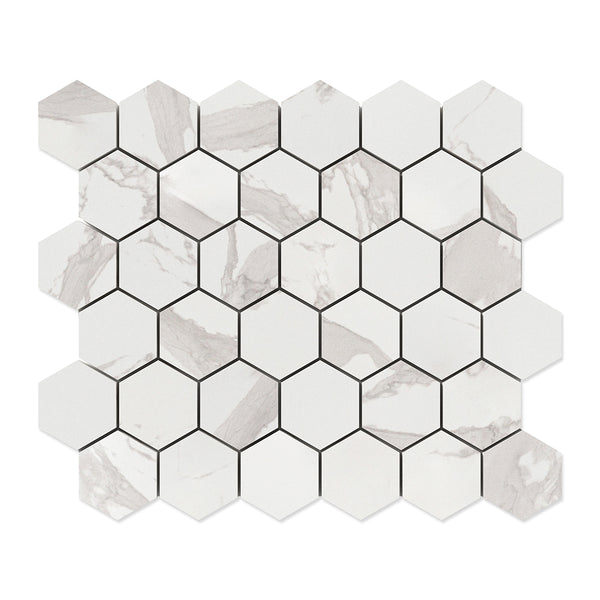 Simplicity Polished Hexagon 2 Porcelain Mosaics 10 3/8x12