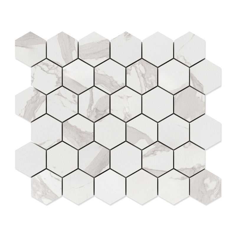 Simplicity Polished Hexagon 2 Porcelain Mosaics 10 3/8x12 Porcelain Polished 12x12 Mosaics