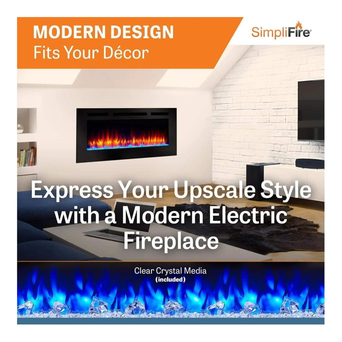 Simplifire Allusion Recessed Linear Electric Fireplace [SF-ALL48/50/60-BK] (SAK13256) by SAKSBY WHOLESALE