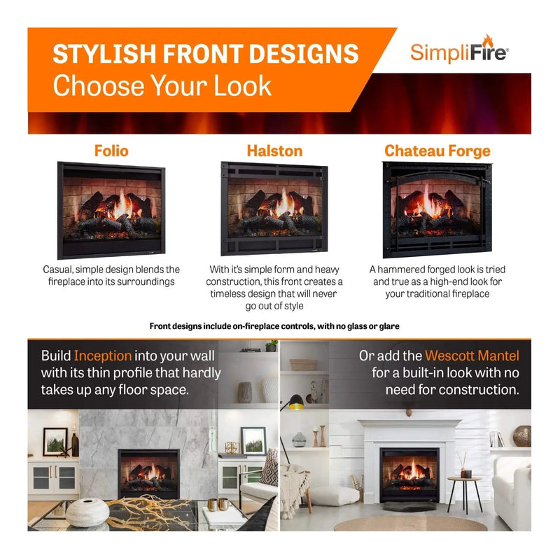 SimpliFire Inception 36" Traditional Electric Fireplace [SF-INC36] (SAK87541) by SAKSBY WHOLESALE