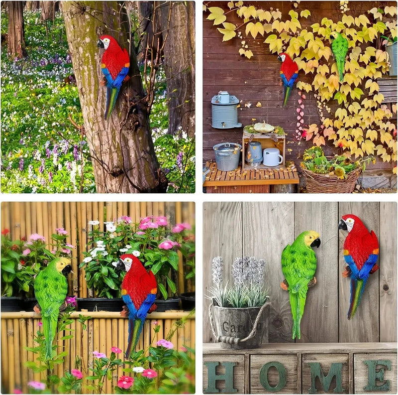 Simulation Parrot Wall Decor 12 Inch Garden Sculpture by House Of Avana
