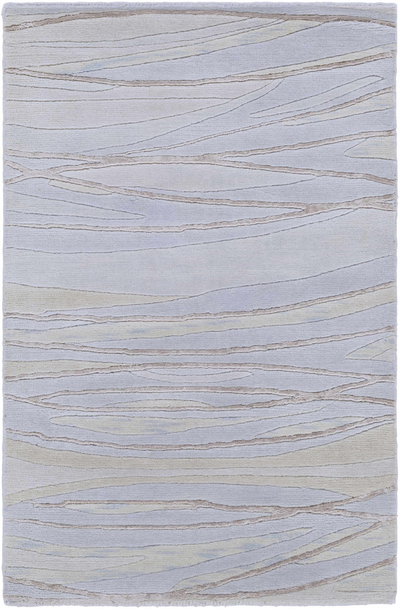 Sinai Light Blue Lined Wool/Viscose Rug - Clearance by Boutique Rugs