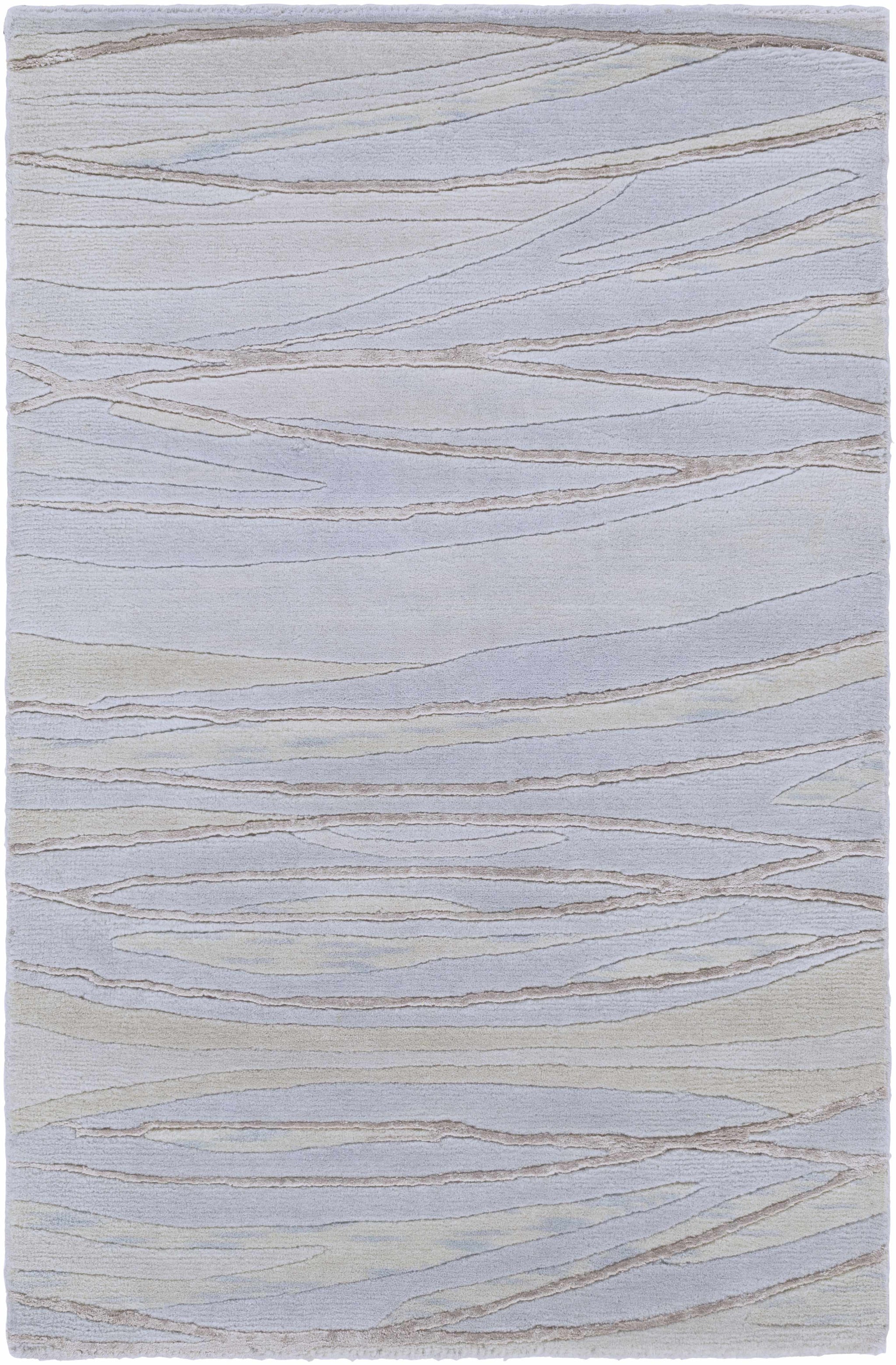 Sinai Light Blue Lined Wool/Viscose Rug - Clearance by Boutique Rugs