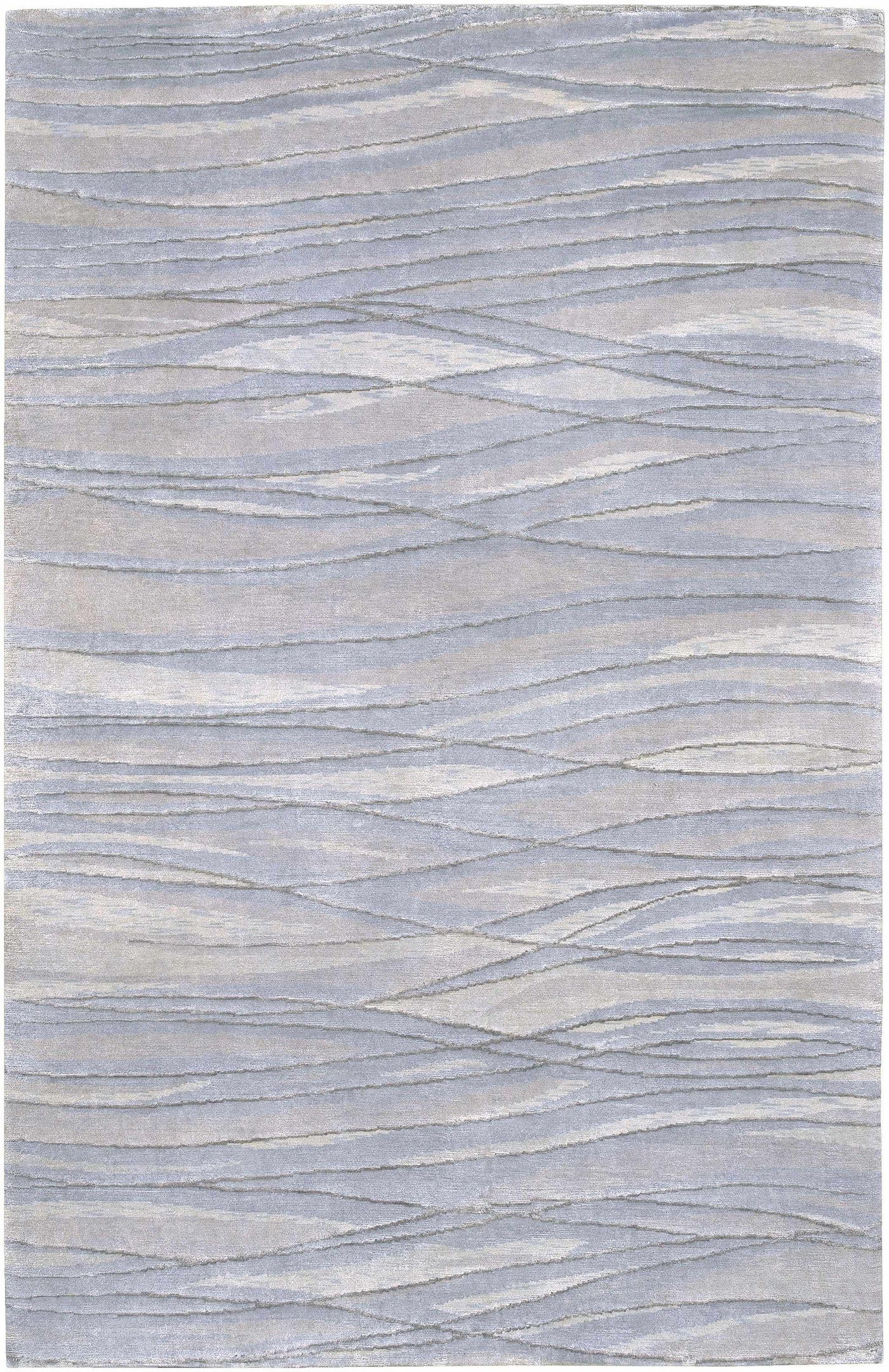 Sinai Light Blue Lined Wool/Viscose Rug - Clearance by Boutique Rugs