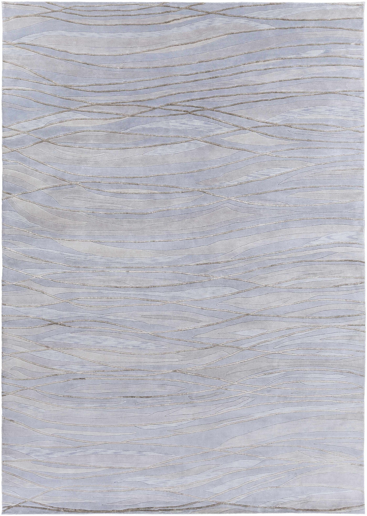 Sinai Light Blue Lined Wool/Viscose Rug - Clearance by Boutique Rugs