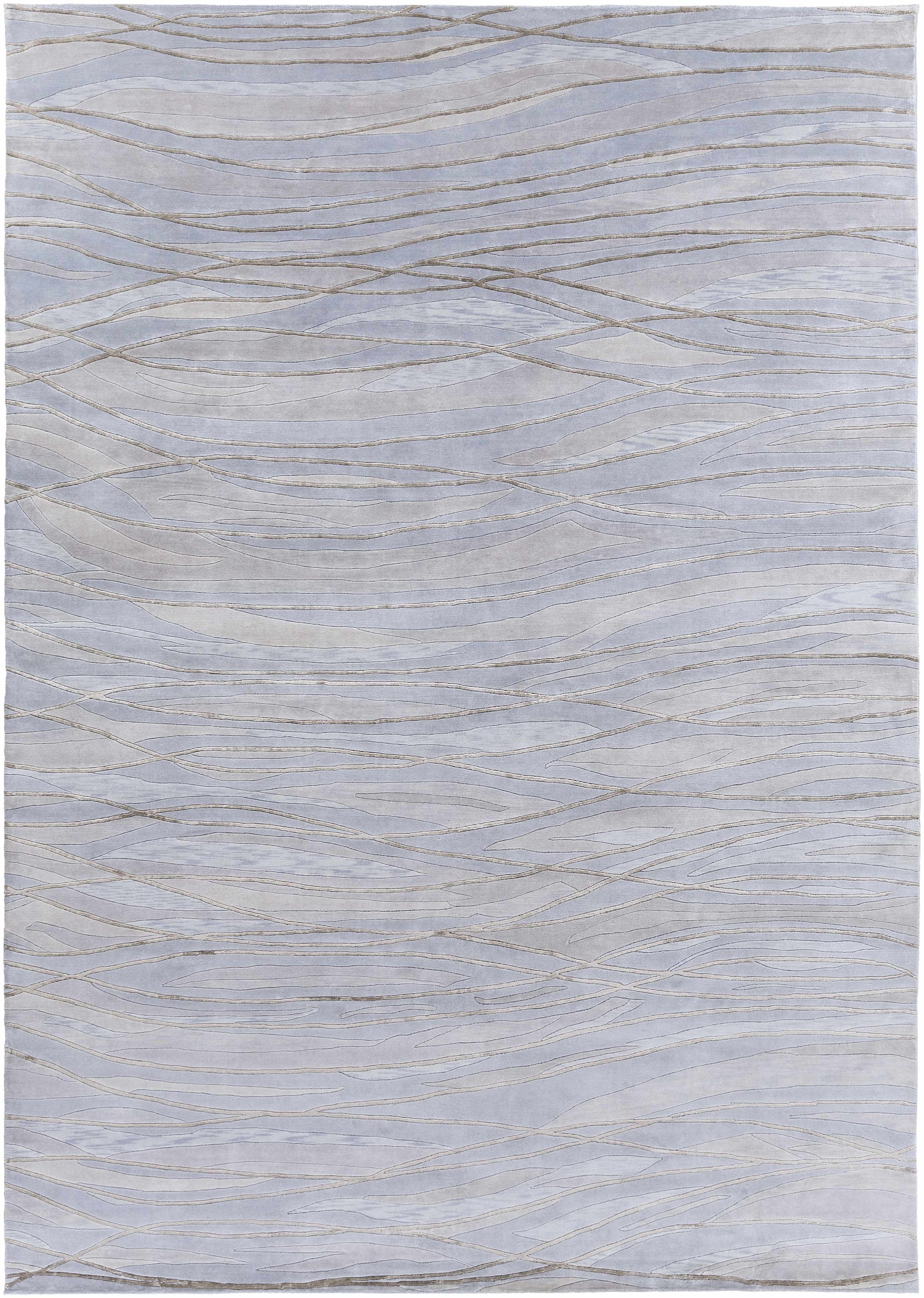 Sinai Light Blue Lined Wool/Viscose Rug - Clearance by Boutique Rugs