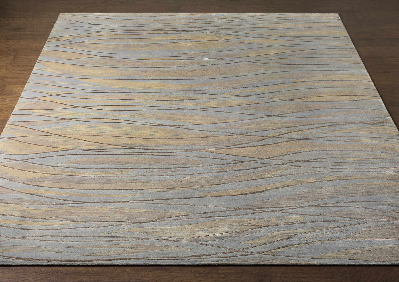 Sinai Light Blue Lined Wool/Viscose Rug - Clearance by Boutique Rugs
