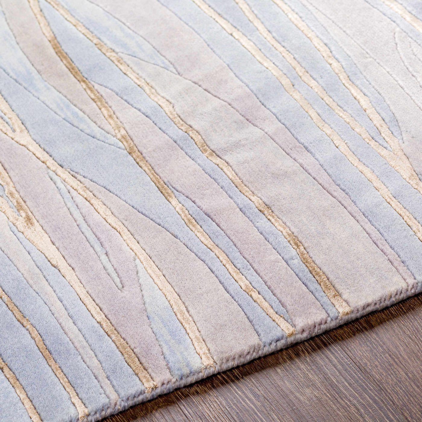 Sinai Light Blue Lined Wool/Viscose Rug - Clearance by Boutique Rugs