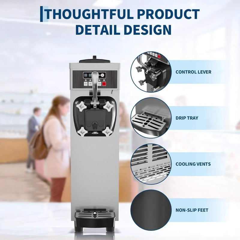 Single-Flavor 6L Commercial 1500W Countertop Soft Serve Ice Cream Machine (SAK25318) by SAKSBY WHOLESALE