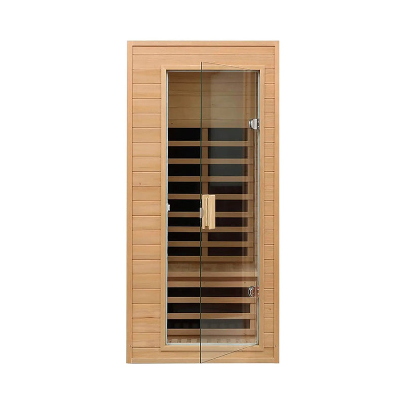 Thermora Elara Premium 1-Person Indoor Low EMF FAR Infrared Heat Hemlock Wood Personal Home Spa Sauna, 1200W (SAK27463) by SAKSBY WHOLESALE