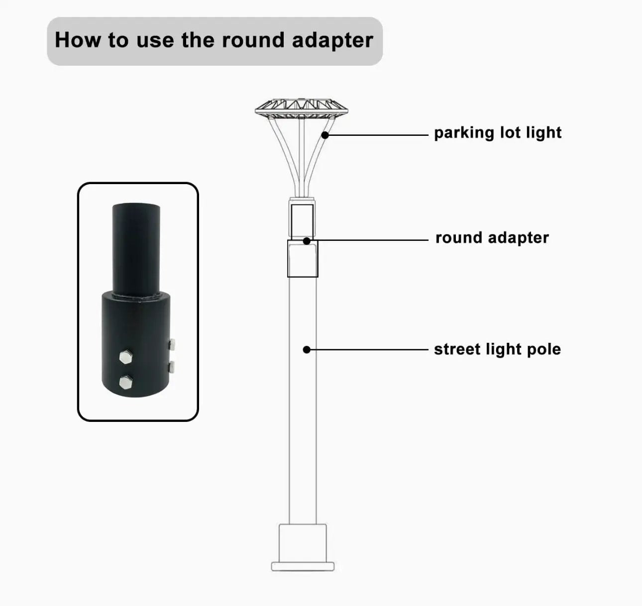 Single Spoke Arm Bracket Square/Round Base by Outdoor Solar Outlet