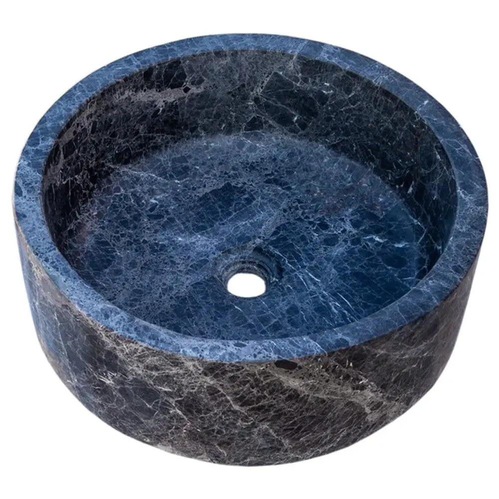 Black Marble Vessel Sink - Polished Round 16.5 Inch Diameter by GobekDesign