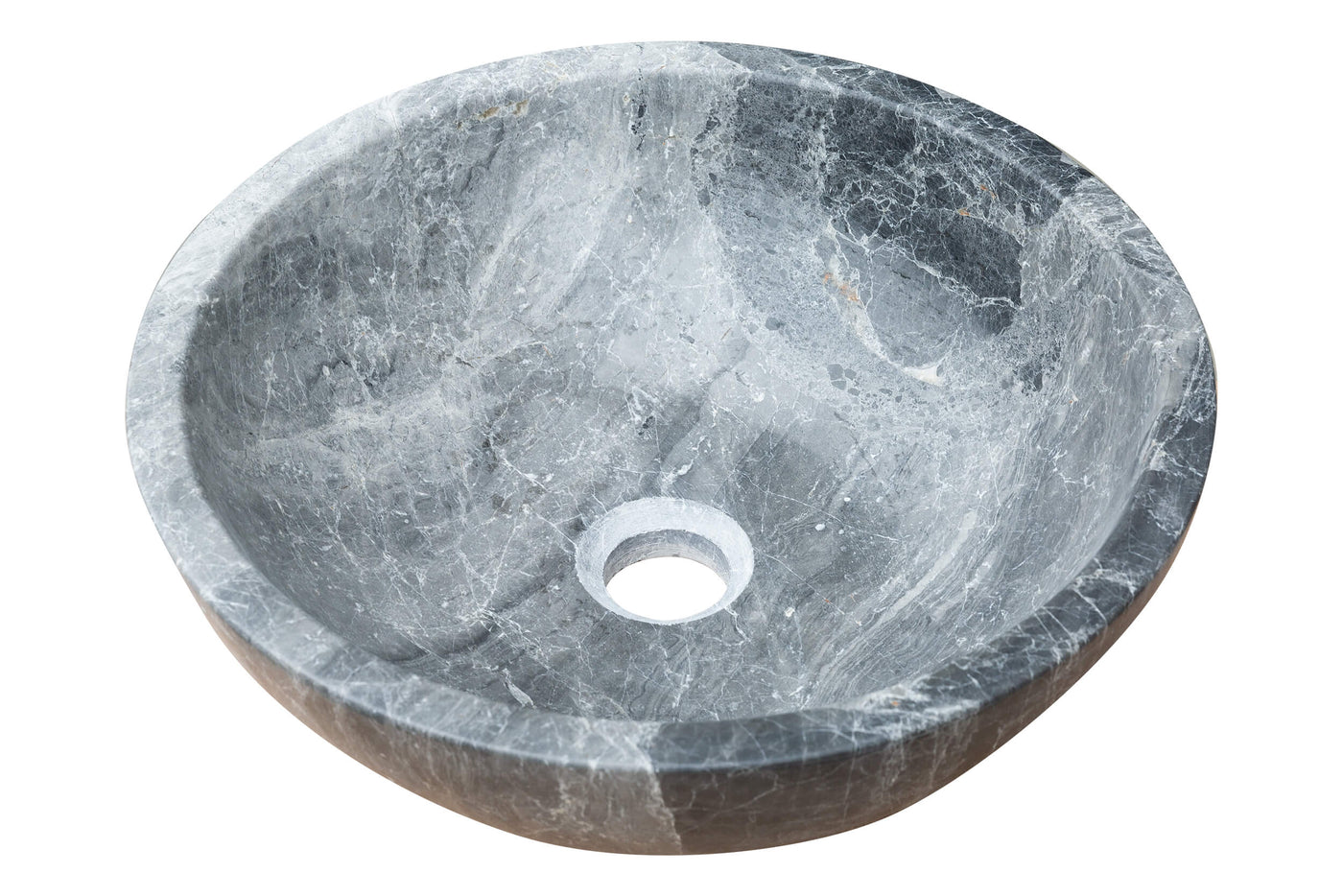 Gray Marble Polished Vessel Sink Above Counter Bathroom 15x6 by GobekDesign