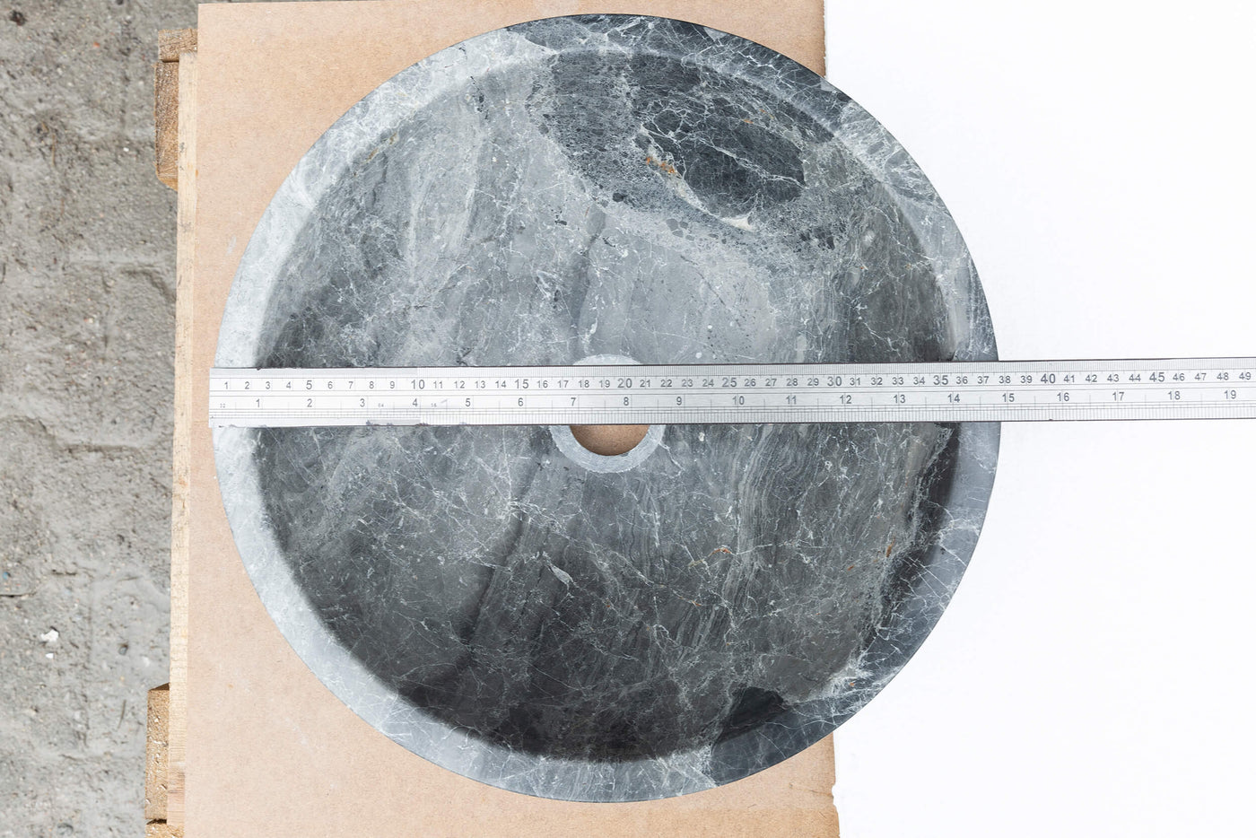 Gray Marble Polished Vessel Sink Above Counter Bathroom 15x6 by GobekDesign