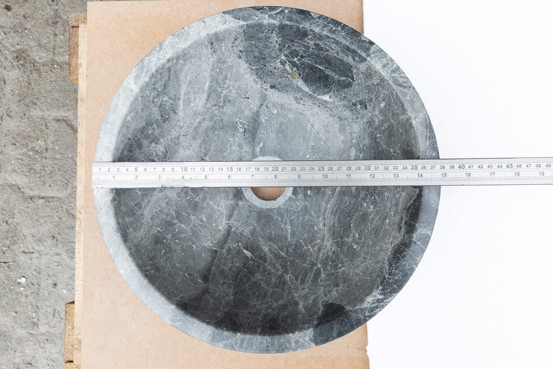 Sirius Gray Marble Vessel Above Vanity Bathroom Sink Polished (D)15" (H)6" by GobekDesign