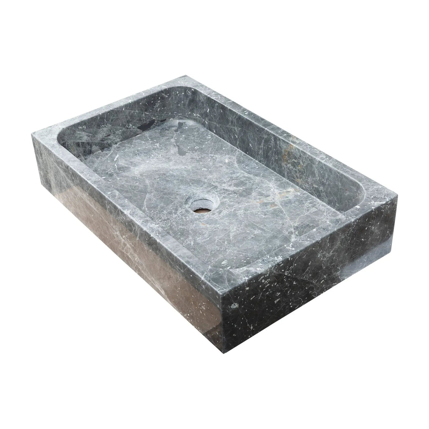 Gray Marble Rectangular Vessel Above Vanity Bathroom Sink 15x24 Polished by GobekDesign