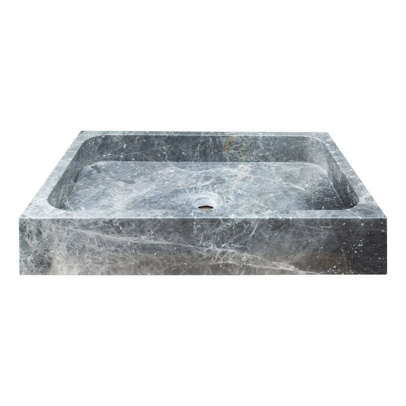 Gray Marble Rectangular Vessel Above Vanity Bathroom Sink 15x24 Polished by GobekDesign
