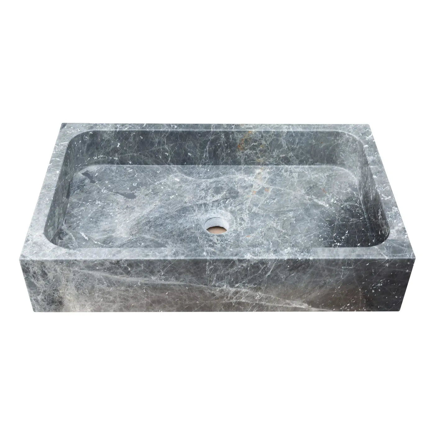 Gray Marble Rectangular Vessel Above Vanity Bathroom Sink 15x24 Polished by GobekDesign