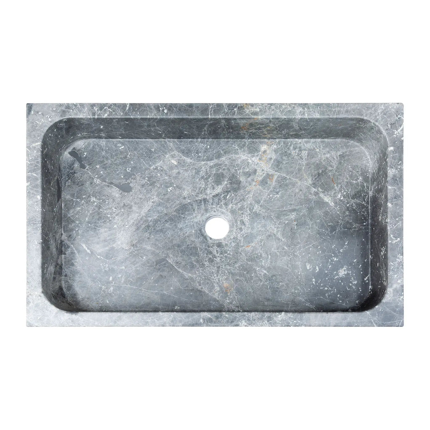 Gray Marble Rectangular Vessel Above Vanity Bathroom Sink 15x24 Polished by GobekDesign