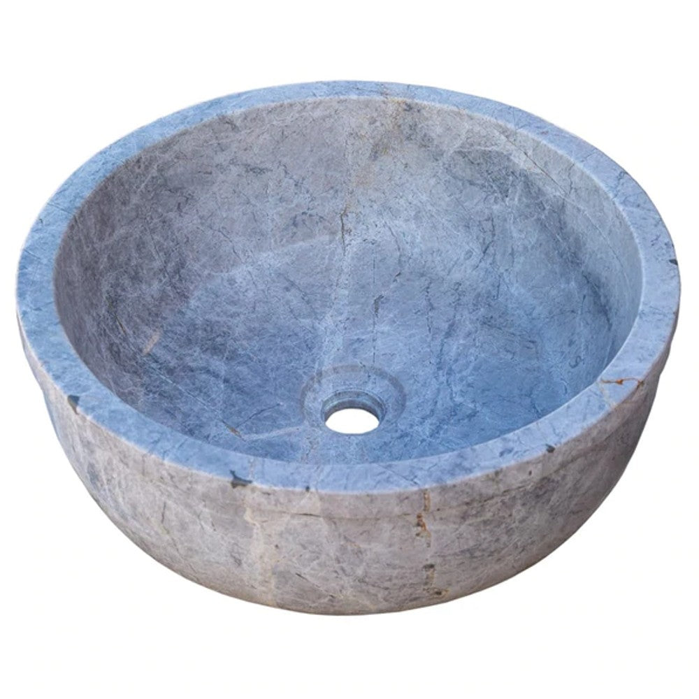 Natural Stone Sirius Silver Marble Self-Rimming Vessel Sink Polished (D)16" (H)6" by GobekDesign