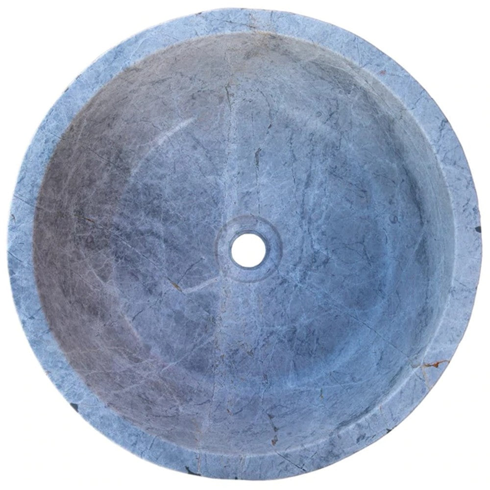 Natural Stone Sirius Silver Marble Self-Rimming Vessel Sink Polished (D)16" (H)6" by GobekDesign