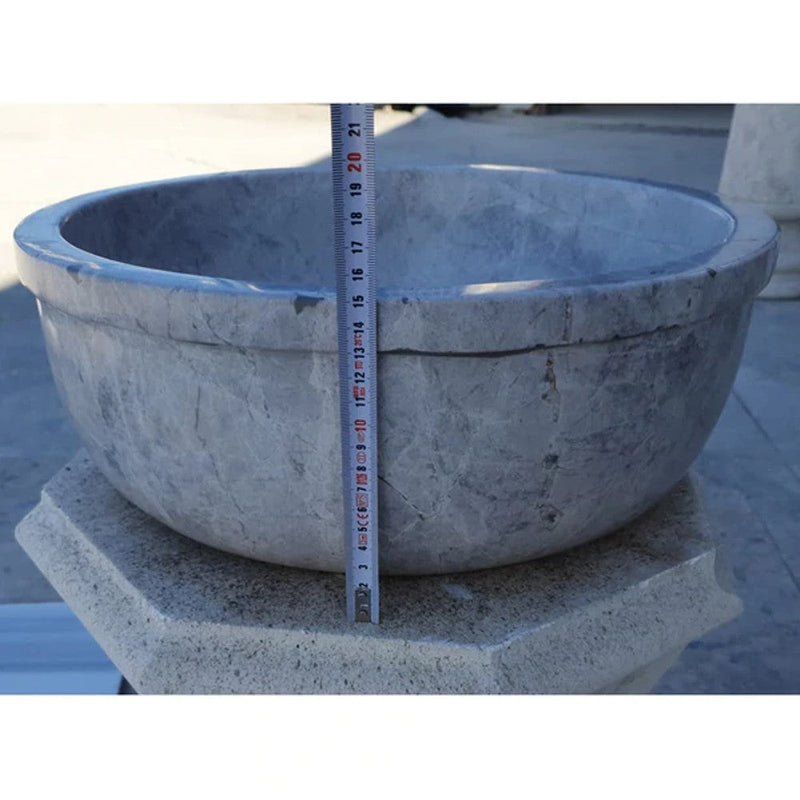 Natural Stone Sirius Silver Marble Self-Rimming Vessel Sink Polished (D)16" (H)6" by GobekDesign