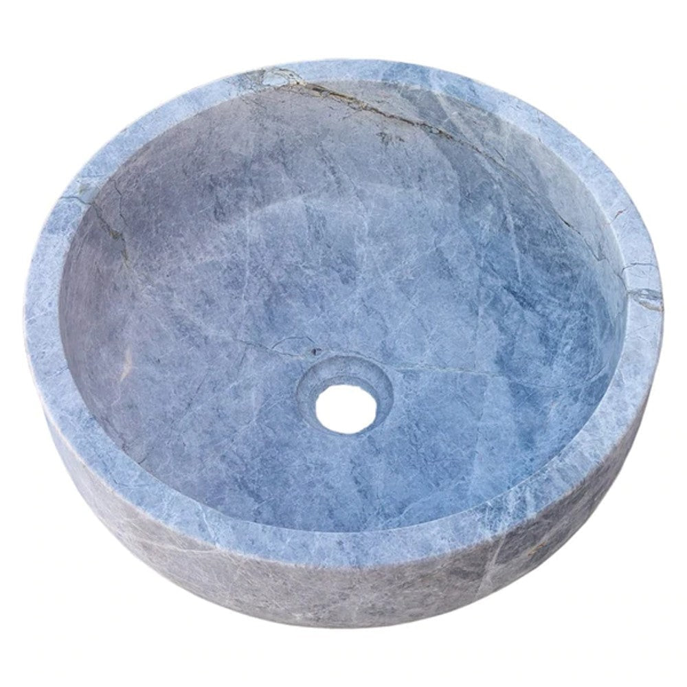Natural Stone Sirius Silver Marble Vessel Sink Polished (D)16" (H)6" by GobekDesign