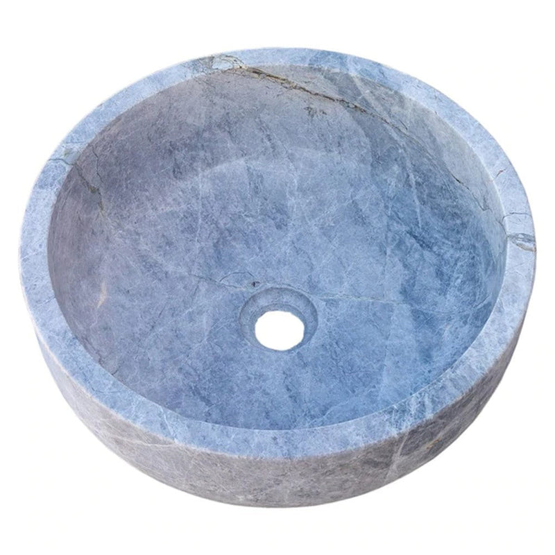 Natural Stone Sirius Silver Marble Vessel Sink Polished (D)16" (H)6" by GobekDesign