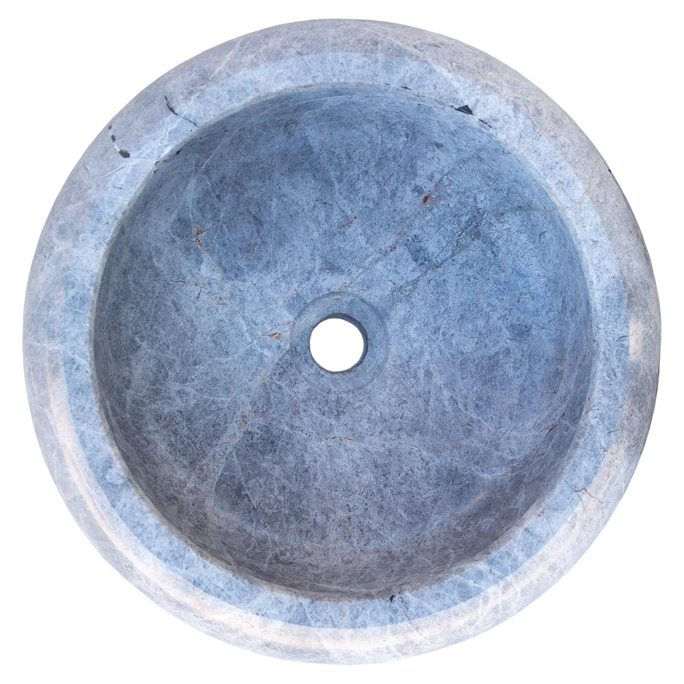 Silver Marble Vessel Sink - Premium Handcrafted Natural Stone Diameter 15.5 Height 6 by GobekDesign