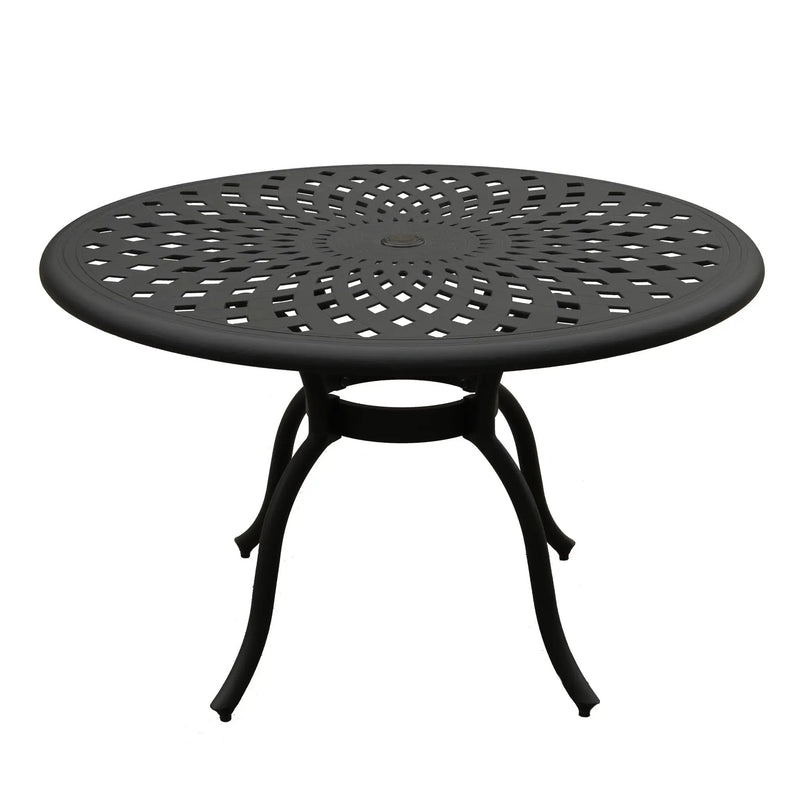 Modern Outdoor Mesh Aluminum 48-in Black Round Patio Dining Table by Sharicks