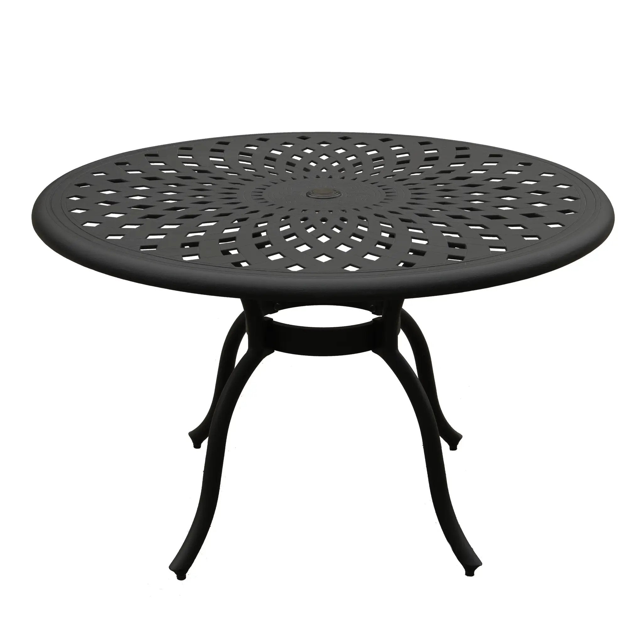 Outdoor Aluminum 5pc Round Black Patio Dining Set with Four Chairs by Sharicks