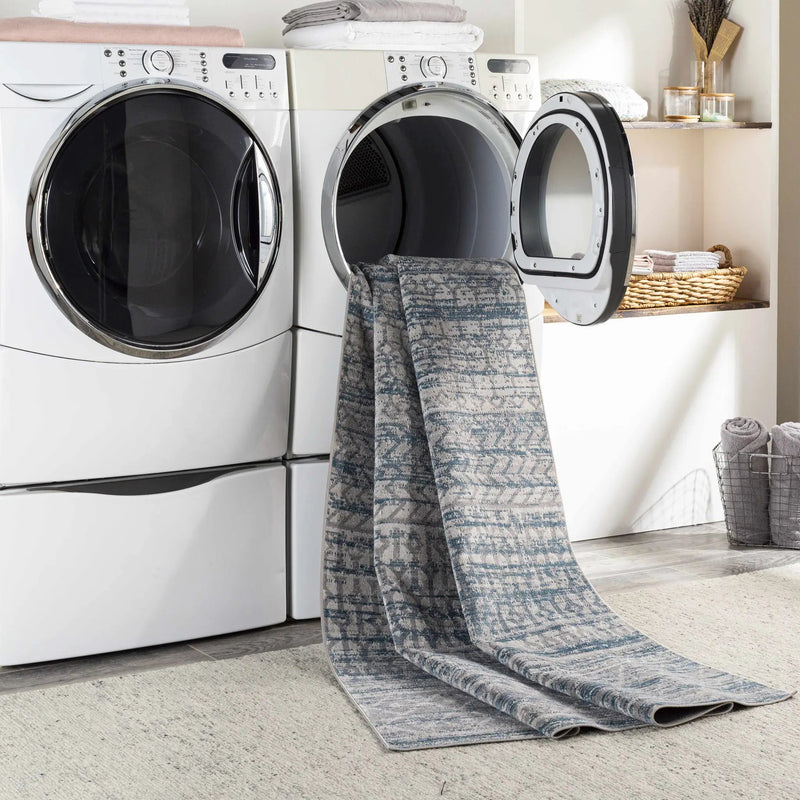 Tambac Blue Washable Area Rug - Clearance by Boutique Rugs