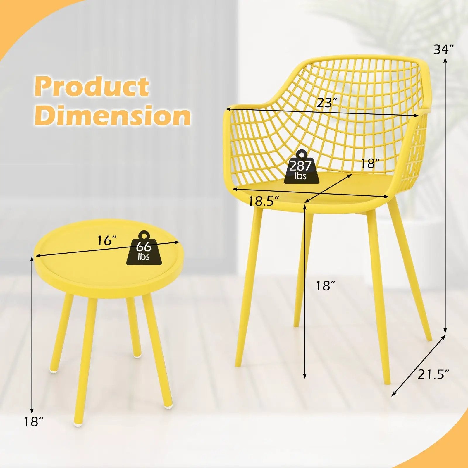3 Piece Patio Chair Set with PP Seat and Tabletop for Porch by DirectDeals