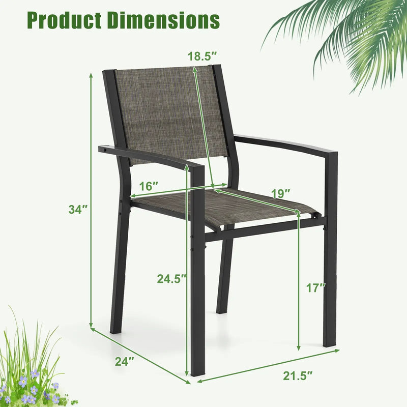 Set of 6 Stackable Patio Chair with Breathable Fabric Seat by DirectDeals