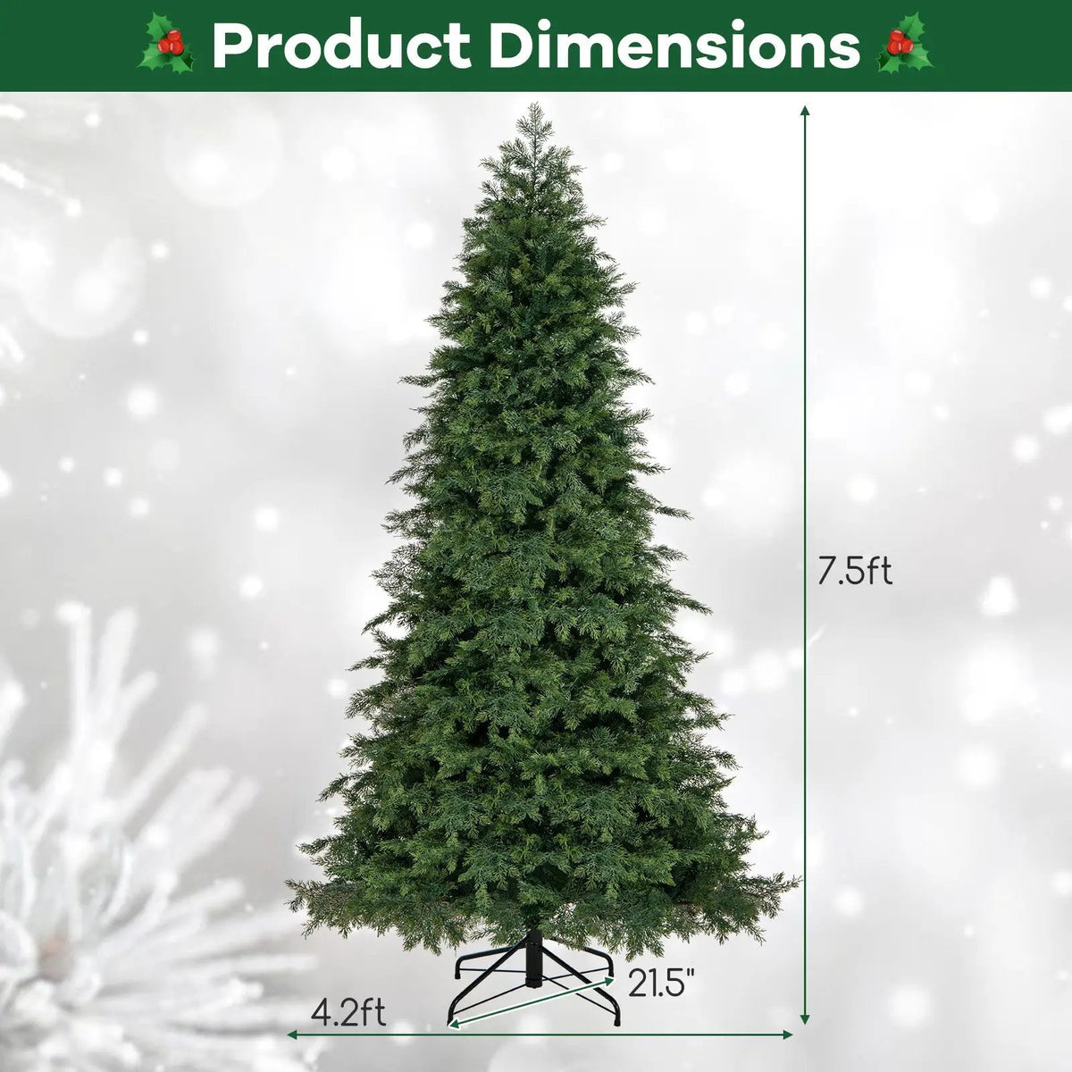 Artificial Christmas Tree Green Hinged Holiday Tree with 721/1019 Lush Branch Tips, photo 5 of 9