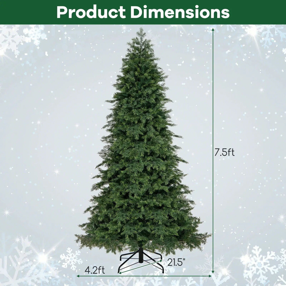 6/7.5 Feet Pre-Lit Artificial Christmas Tree with 11 Modes and Metal Stand, photo 7 of 16