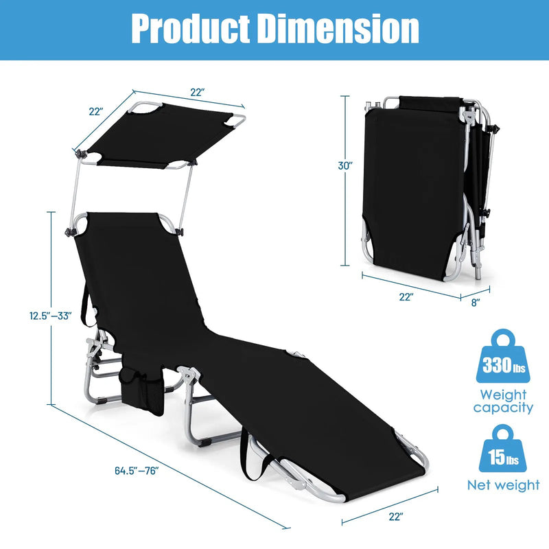 Set of 2 Portable Reclining Chair with 5 Adjustable Positions by DirectDeals