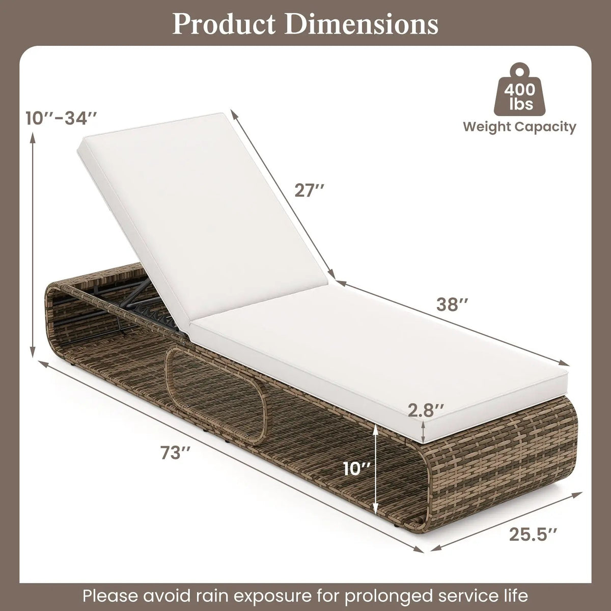 7-Position Adjustable PE Rattan Outdoor Chaise Lounge Chair, photo 5 of 9