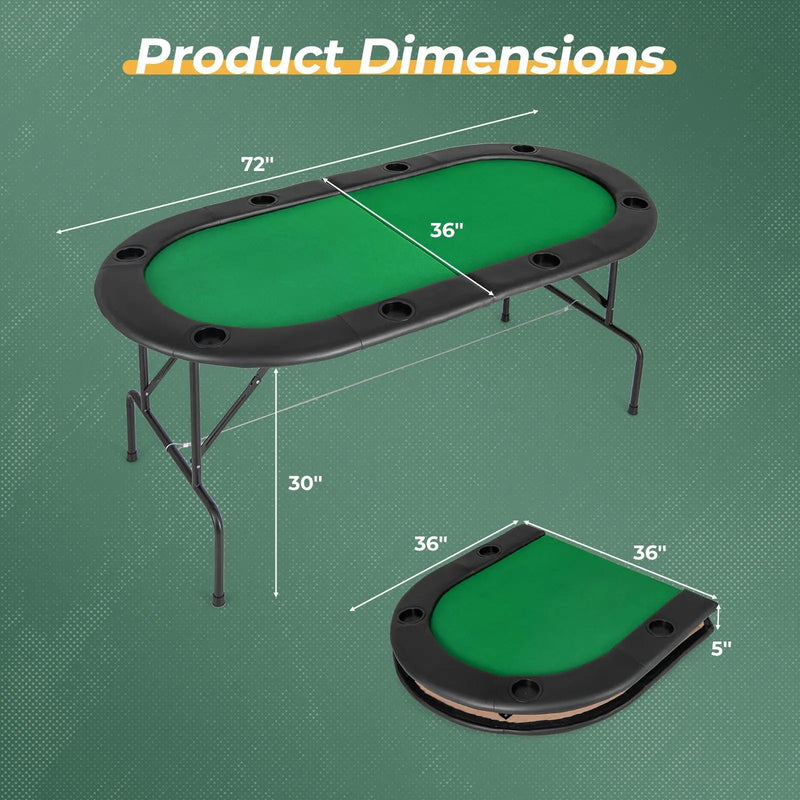8 Players Texas Holdem Foldable Poker Table by DirectDeals