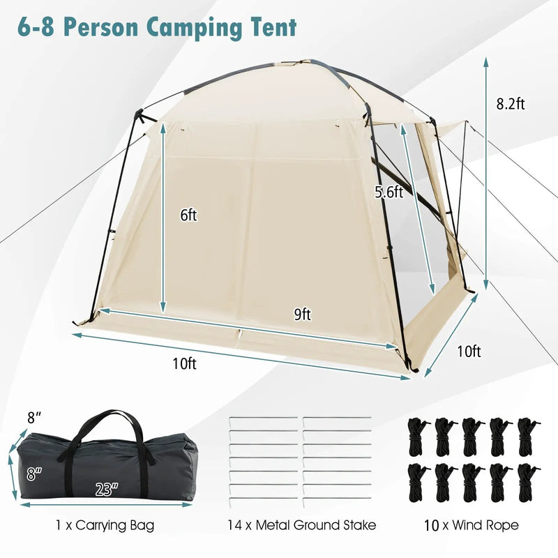 10 x 10 Feet Screened Canopy Tent w/ Vestibule and Zippered Door-Beige by DirectDeals